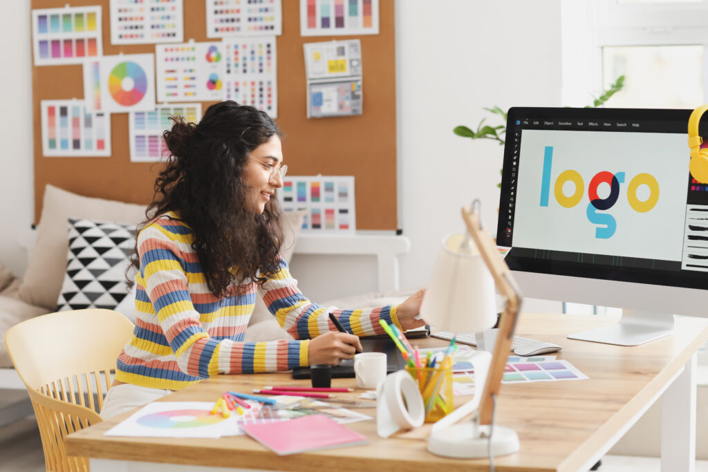 graphic designer working in office graphic designer working in office
